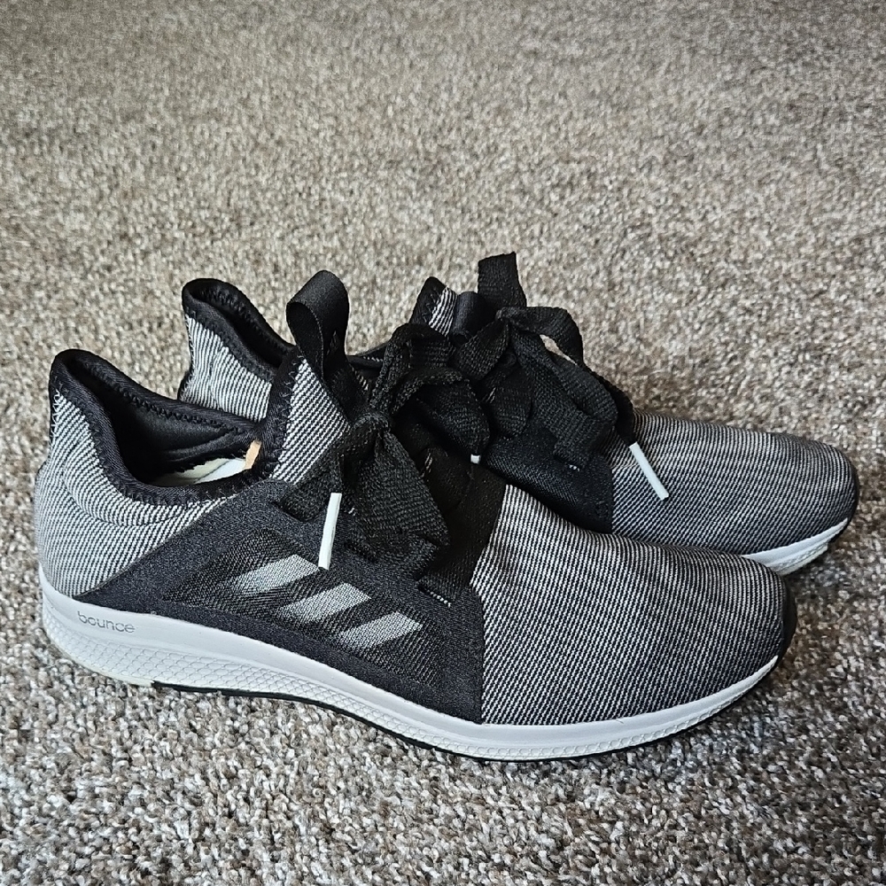 adidas Black and White Knit Lace-Up Sneakers